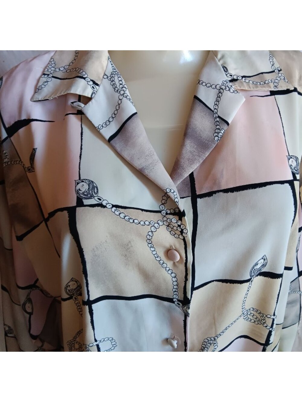 True Vintage Blouse Medium 1990s Golden Girls Pastel Top Le Caviar Polyester